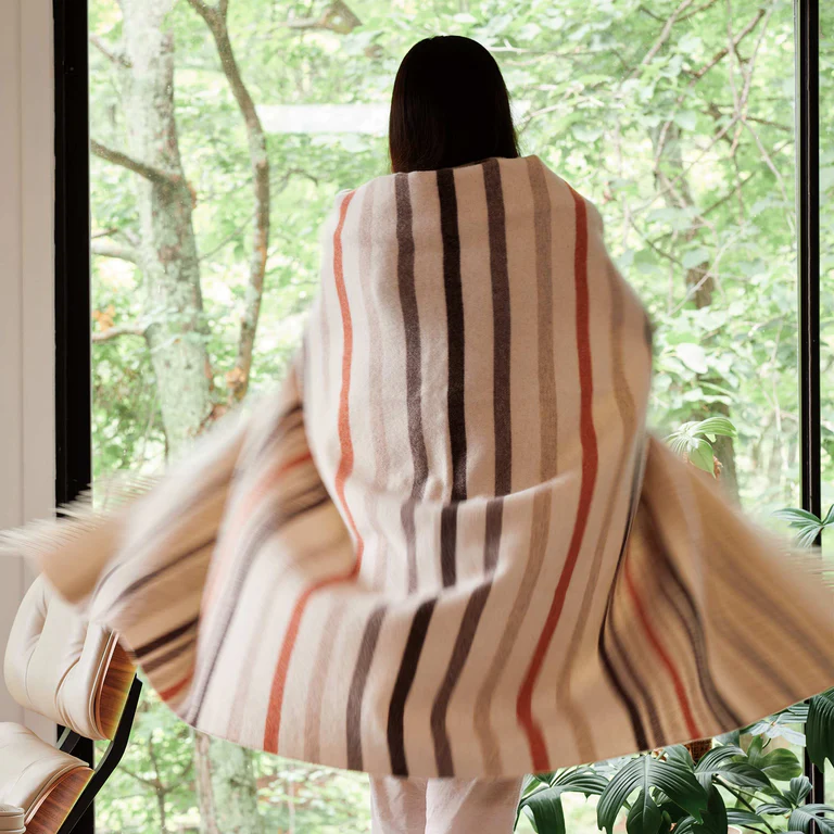 Striped Lambswool Throw Blanket 