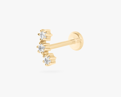 14K CZ Cluster Flatback Stud, Single