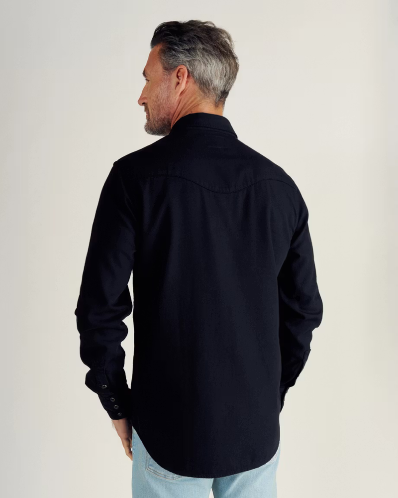 Men's Denim Long Sleeve Pearl Snap Shirt, Black