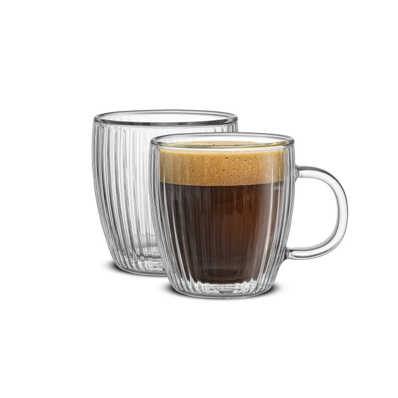 Fluted Double Wall Espresso Glasses, Set of 2