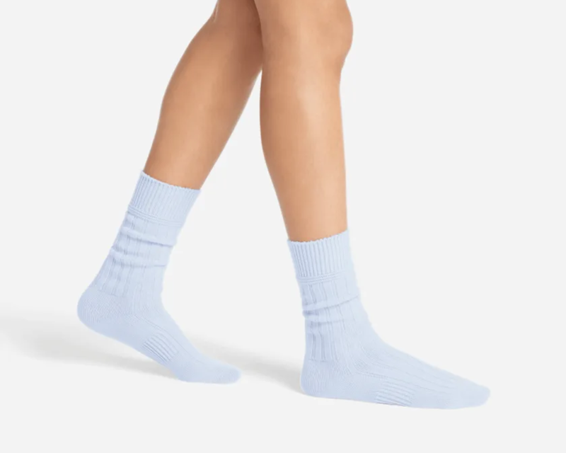 Women's Merino Wool Cashmere Blend Rib Calf Socks