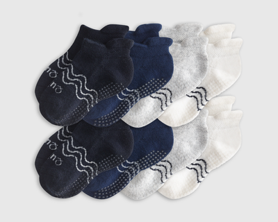 Toddler Organic Cotton Gripper Ankle Socks 8 Pack