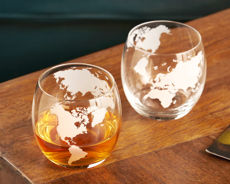 Globe Whiskey Tumblers, Set of 2