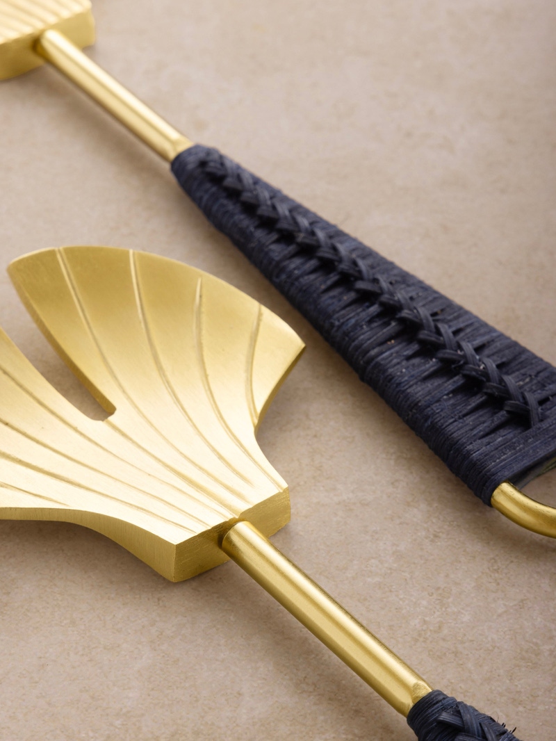 Vitali Shell Brass Salad Servers