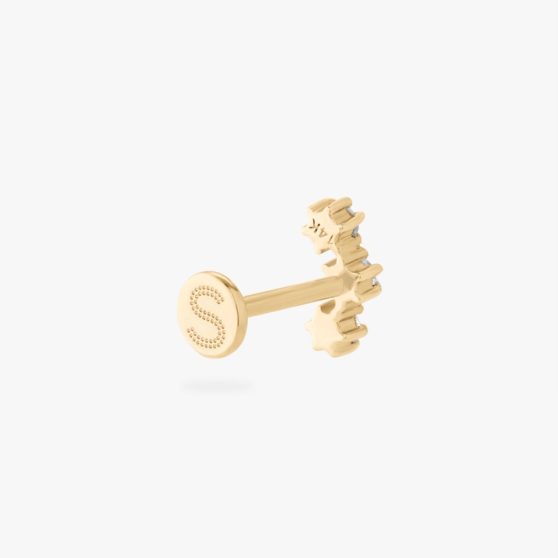 14K CZ Cluster Flatback Stud, Single