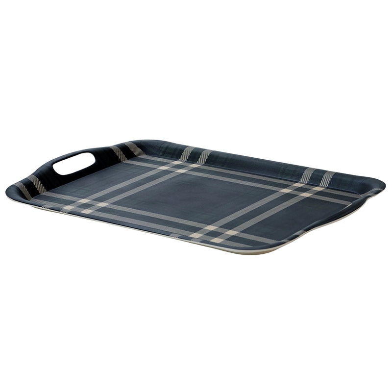 Navy Plaid Large Tray