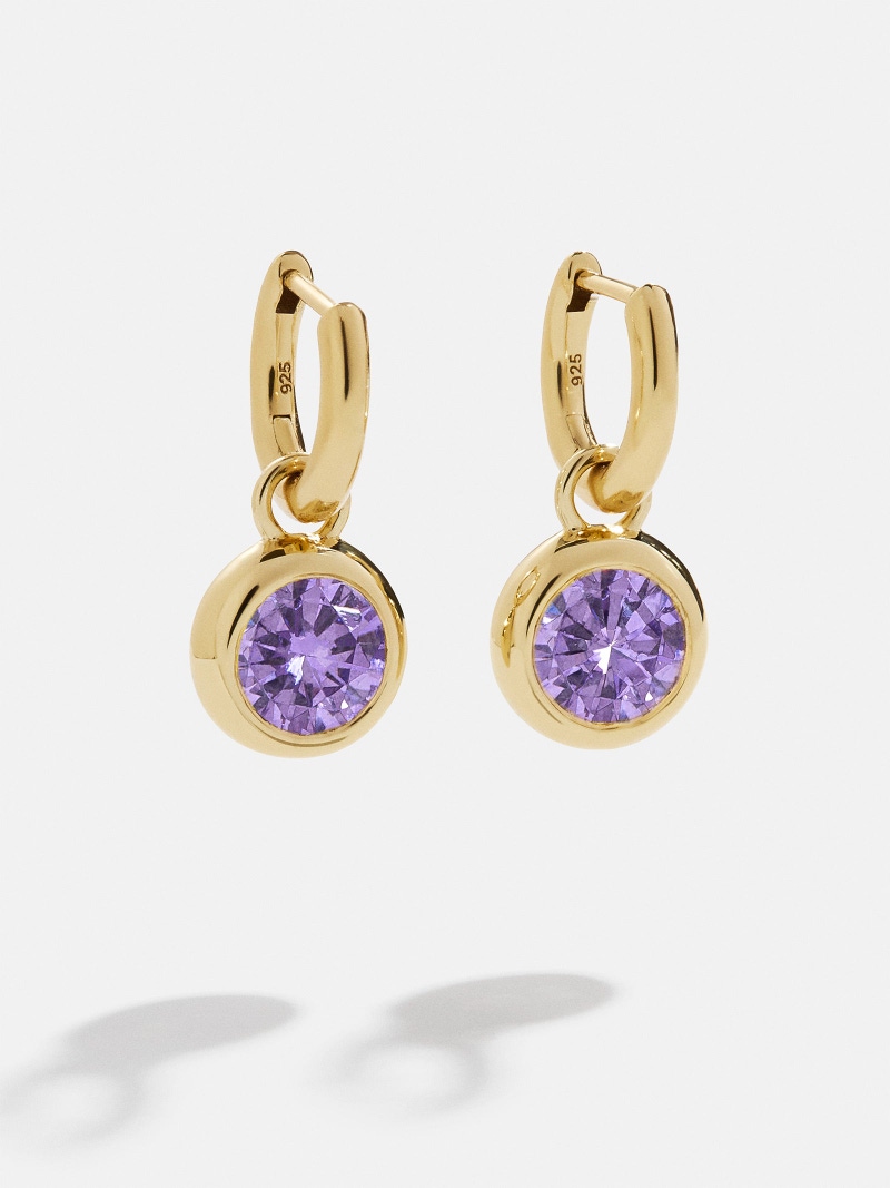18K Gold Birthstone Drop Earrings