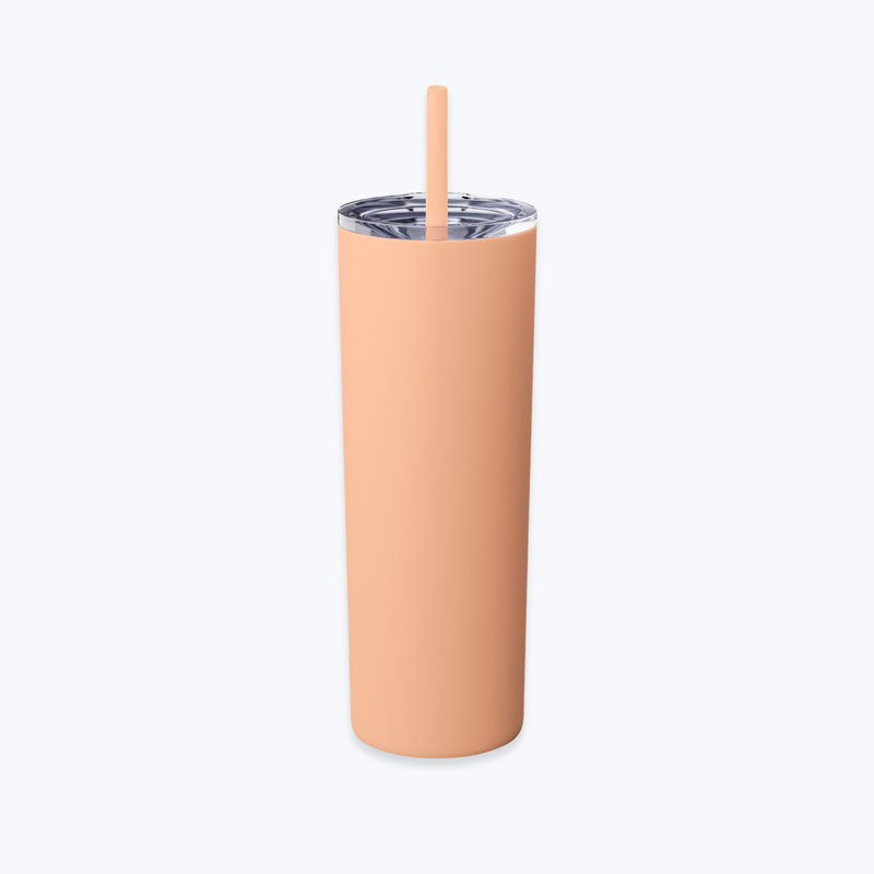 Skinny Tumbler with Straw in Glossy Finish, 20oz
