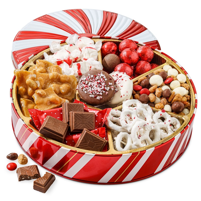 Holiday Gift Assortment Box with Chocolates, Nuts & Caramels