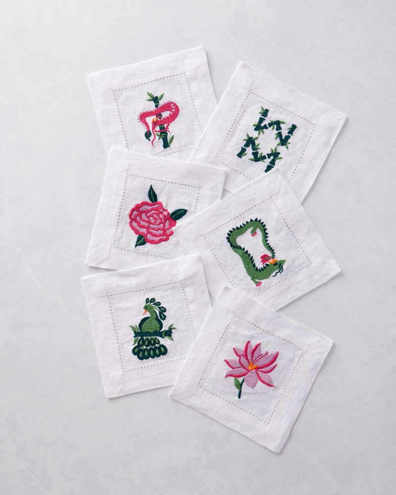 Set of 6 Linen Cocktail Napkins