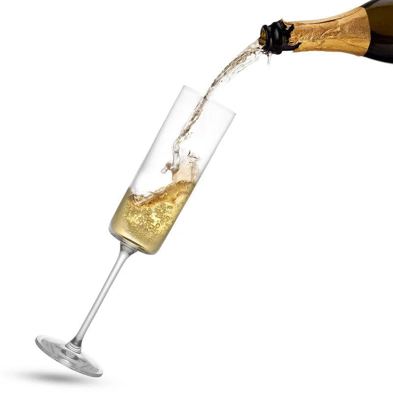 Claire European Crystal Champagne Flutes, Set of 2