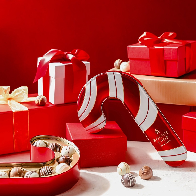 Candy Cane Gift Tin with Chocolate Truffles