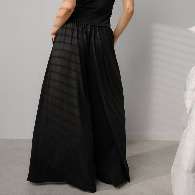 Organic Pima Wide Leg Pant, Immersed Black