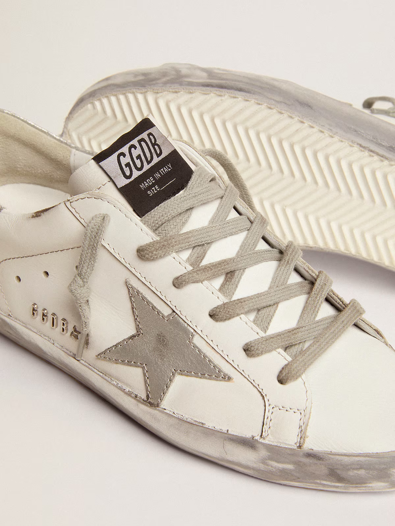 Women's Super-Star Sneakers with Silver Sparkle Foxing and Metal Stud Lettering