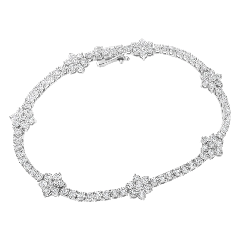 Miracle-Set Diamond Floral Tennis Bracelet
