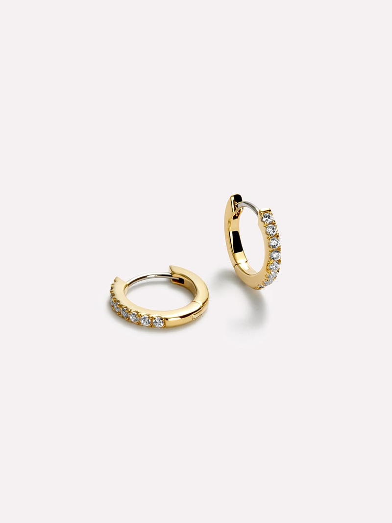 Pave Huggie Hoop Earrings