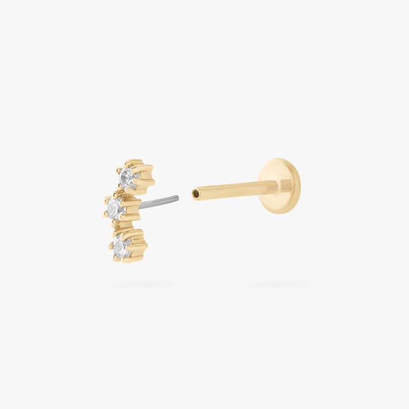 14K CZ Cluster Flatback Stud, Single