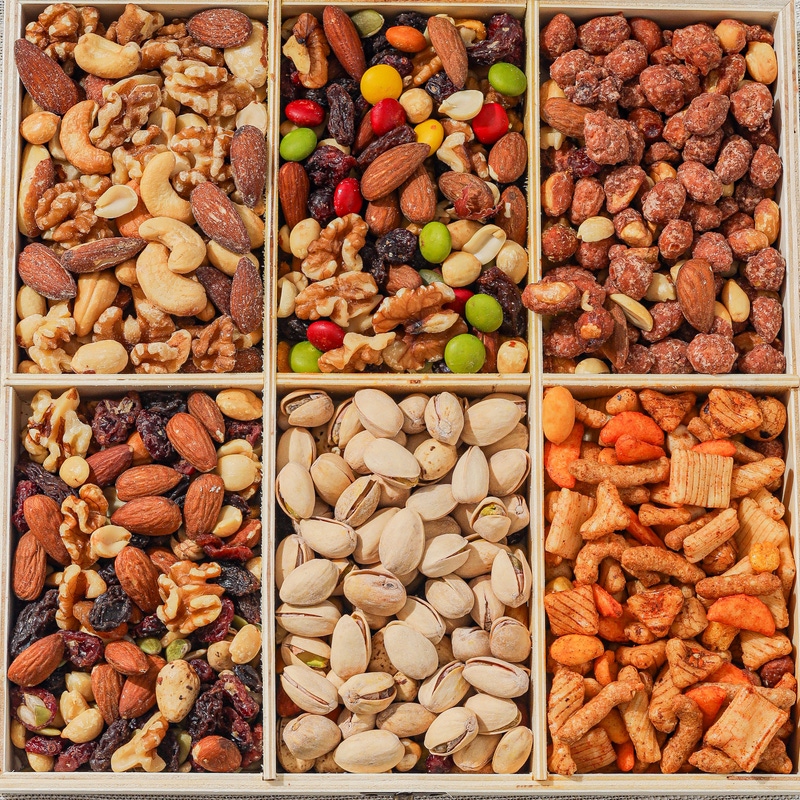 Nutcracker-Themed Wooden Crate with Gourmet Savory Snacks