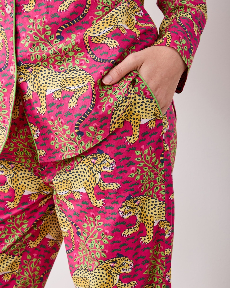 Long PJ Set in Bagheera, Hot Pink
