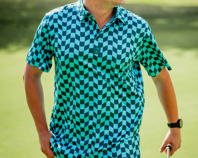 Wavy Checkered Men's Performance Golf Polo