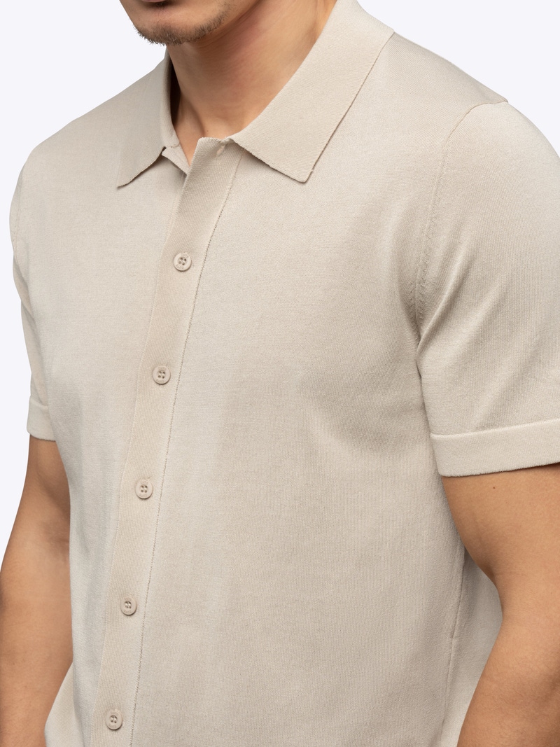 Men's Riviera Knit Button Up, Sand Dune