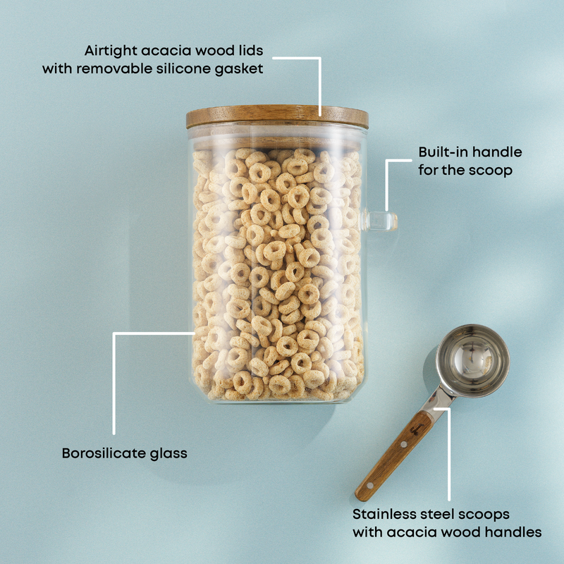 Holden Stackable Glass Storage Canisters With Lids & Scoops, Set Of 3