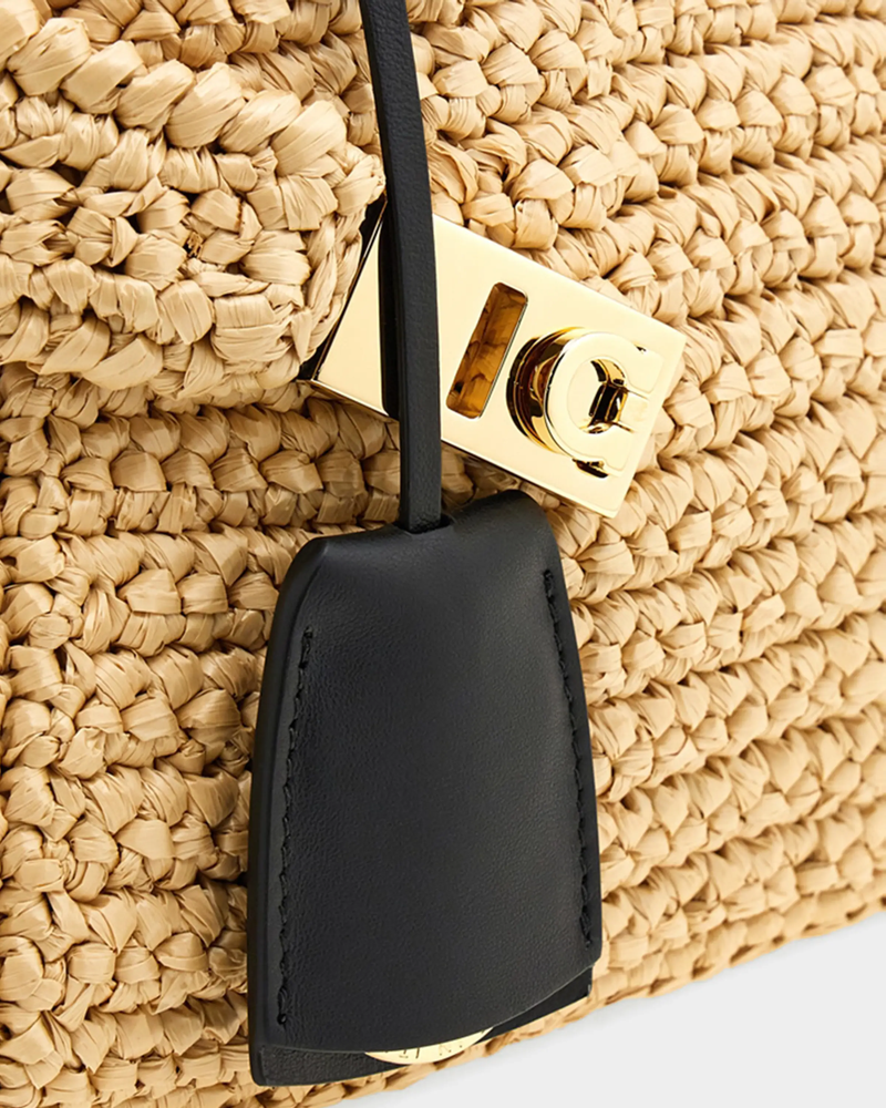 Hug Mini Crochet Raffia Top-Handle Bag