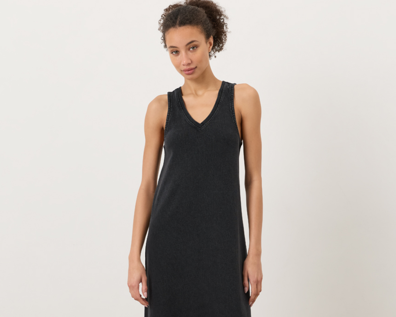 Women's Organic Weekends Tank Dress, Washed Black