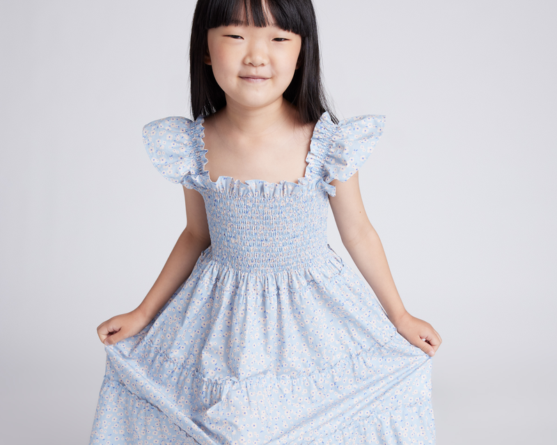 Kids 100% Cotton Poplin Smocked Dress