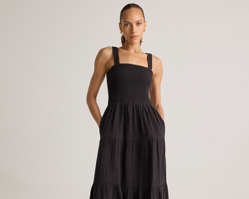 100% Organic Cotton Gauze Smocked Sleeveless Maxi Dress