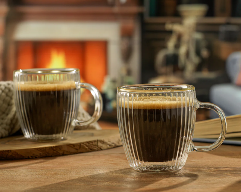 Fluted Double Wall Espresso Glasses, Set of 2