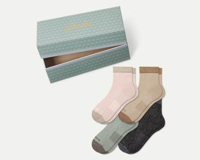 Women's Sparkle Modern Rib Quarter Sock 4-Pack Gift Box