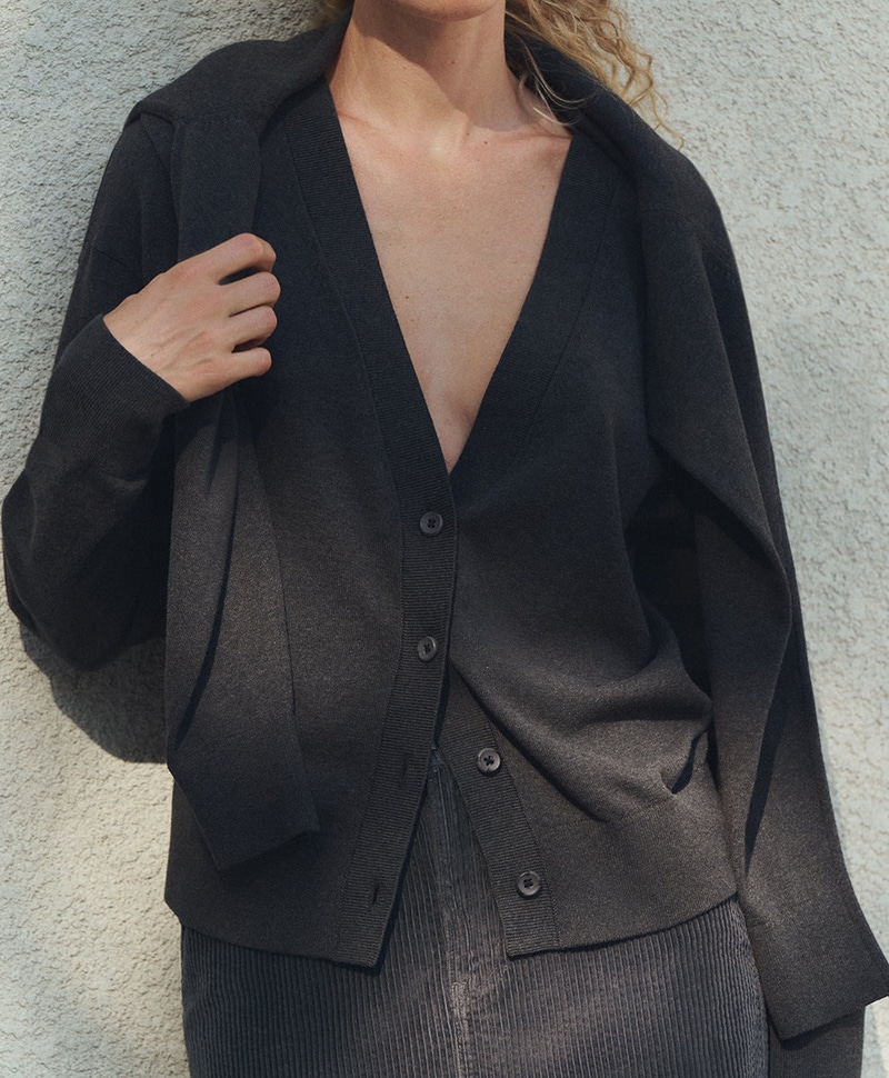 Women's Organic Essential Cardigan, Dark Charcoal Heather