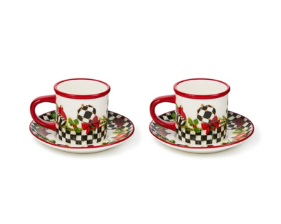 Deck The Halls Espresso Cup & Saucer, Set of 2