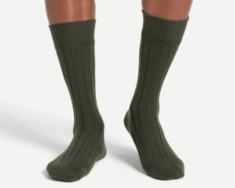 Men's Merino Wool Cashmere Blend Rib Calf Socks