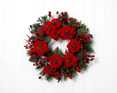 24" Poinsettia Wreath