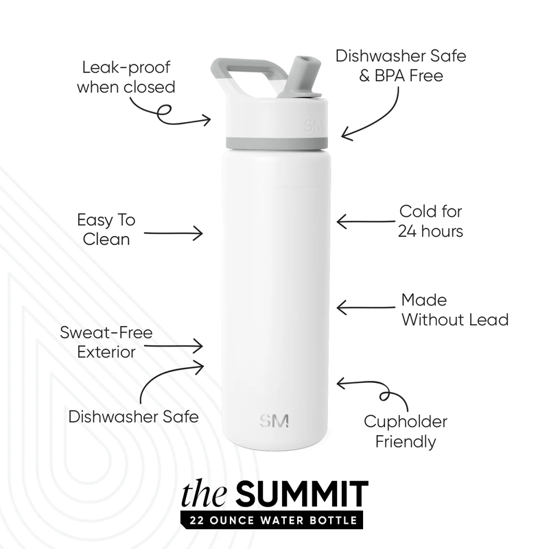 Summit Solid Water Bottle with Straw Lid, 22oz