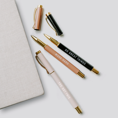 Motivational Metal Pen Set, Neutrals