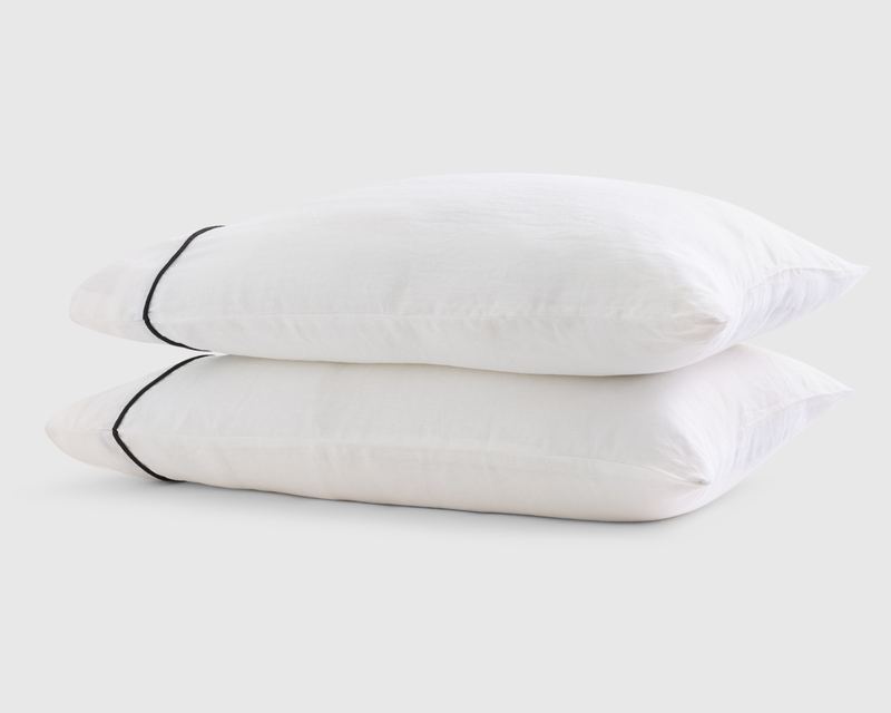 European Linen Piped Pillowcase Set, Standard