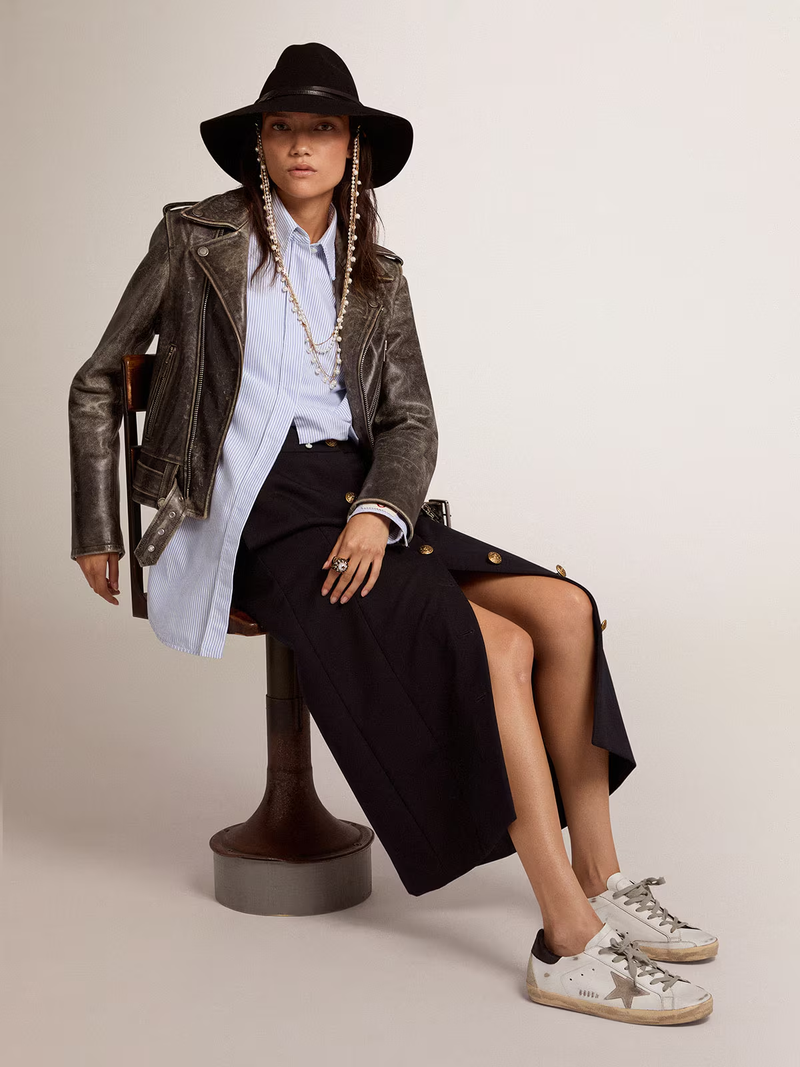 Women’s Super-Star with Black Heel Tab and Metal Stud Lettering