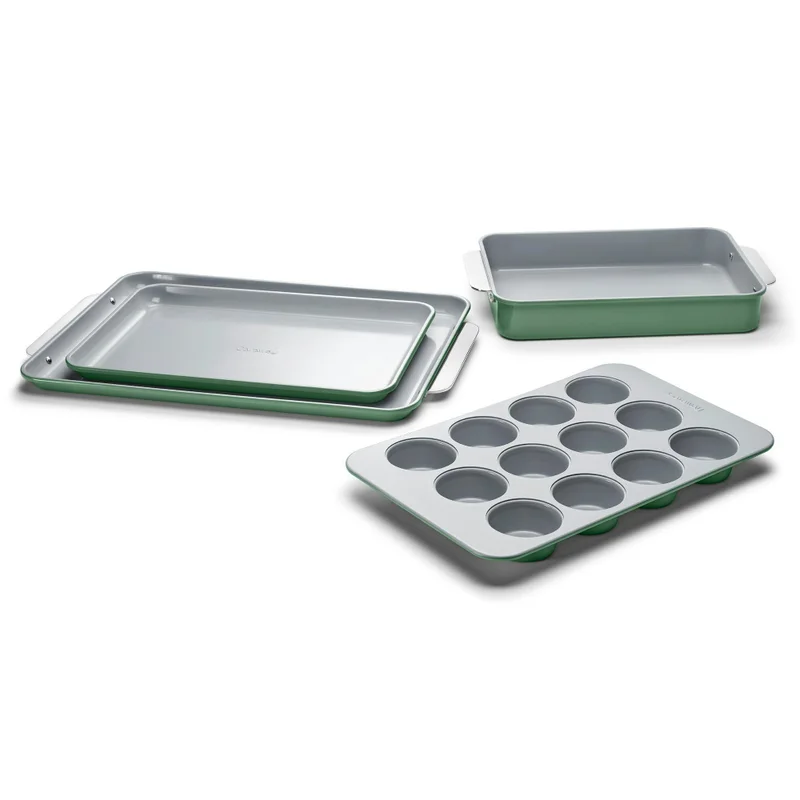 Non-Stick Ceramic Half Bakeware Set with Storage