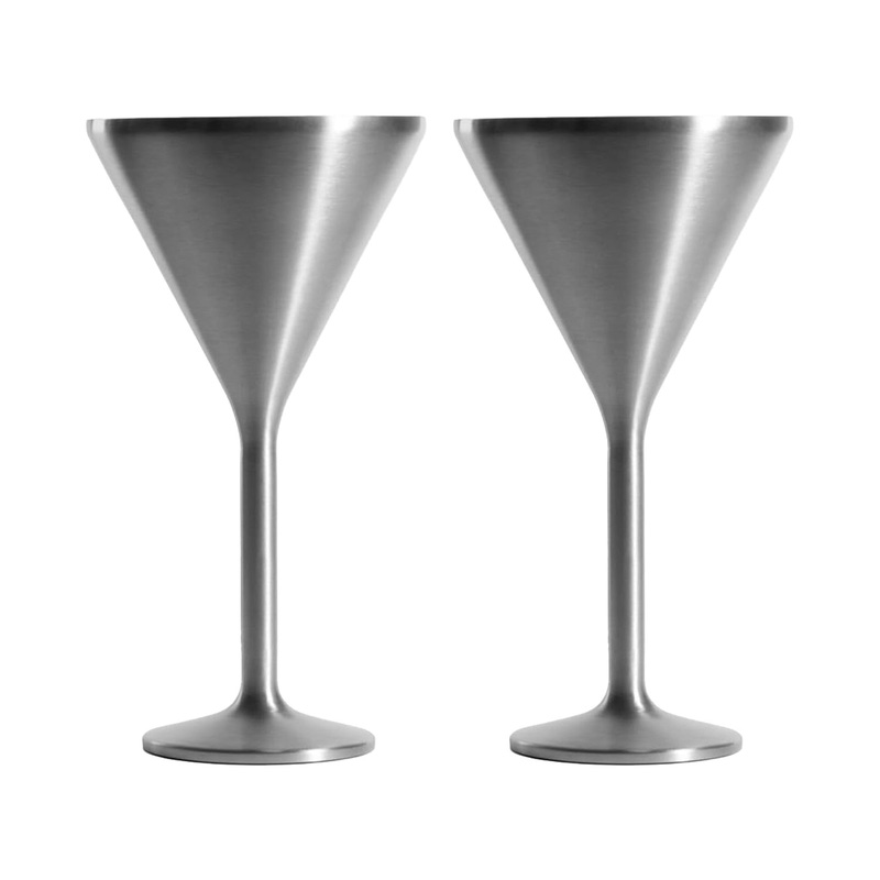 Stainless Steel Stemmed Martini Glass, Set of 2