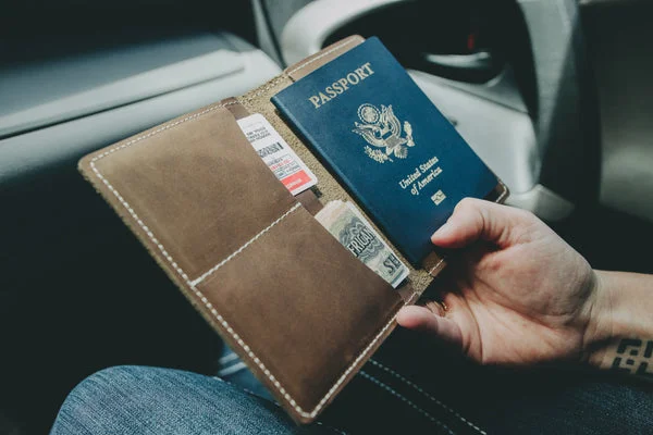Monogrammed Leather Passport Cover