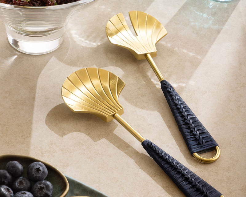 Vitali Shell Brass Salad Servers