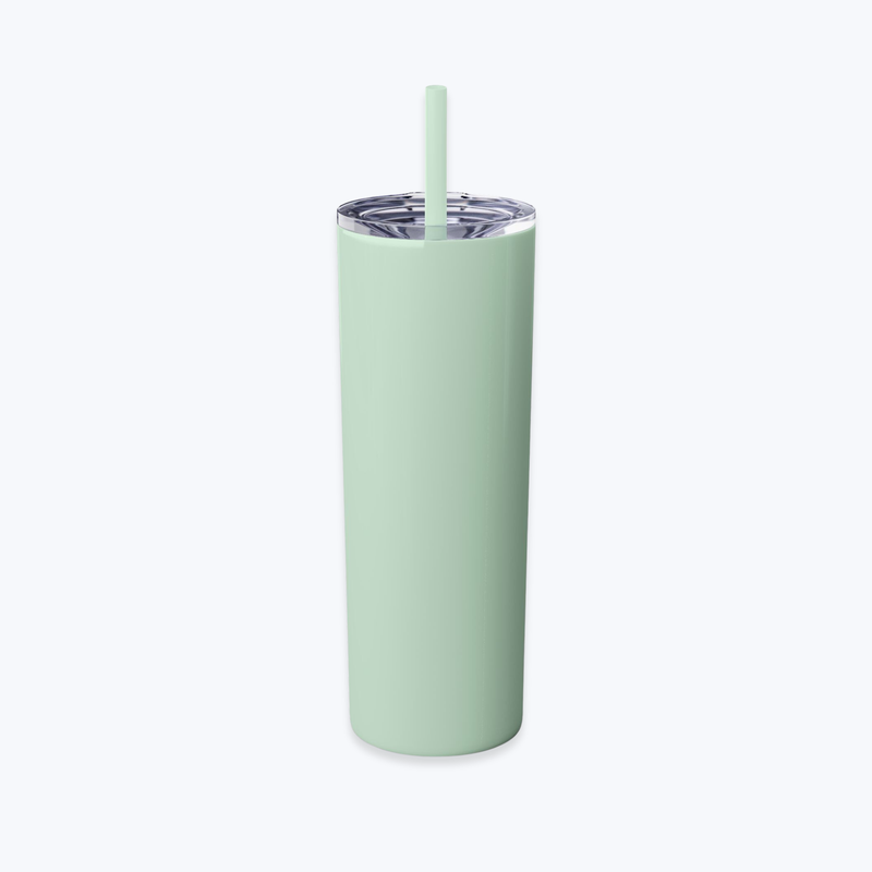 Skinny Tumbler with Straw in Glossy Finish, 20oz
