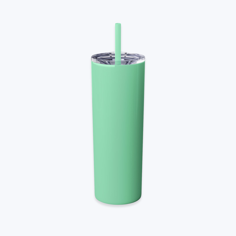 Skinny Tumbler with Straw in Glossy Finish, 20oz