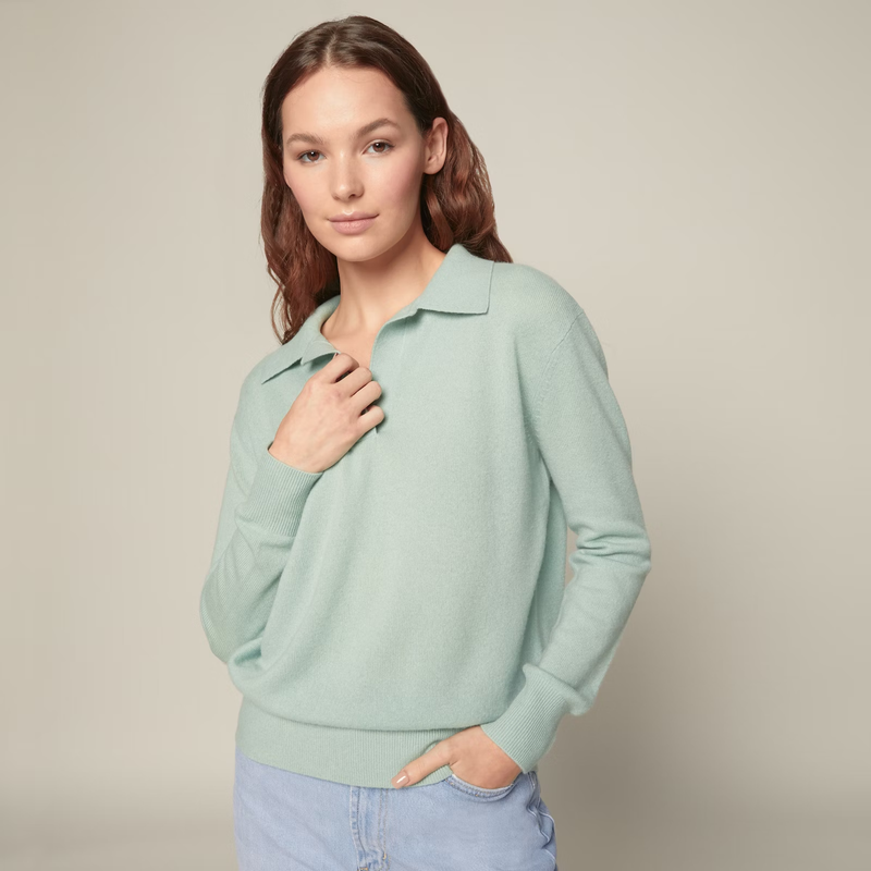 Camila Airy Cashmere Collared Sweater
