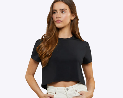 Women's Cropped Almost Friday Tee, Black