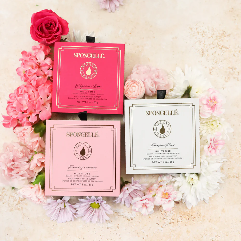 Boxed Flower Body Wash Infused Sponge Sets Trio