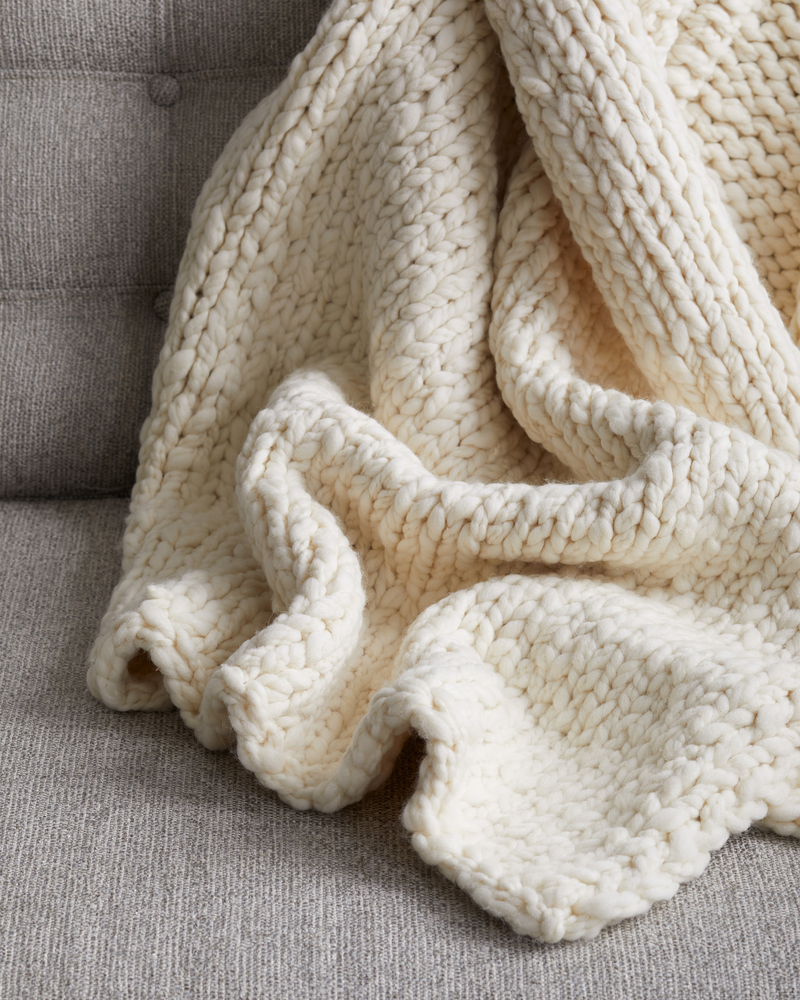 Chunky Hand Knit Wool Throw